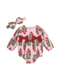 red and green floral block baby bubble