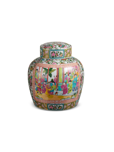 9.5" Decorative ceramic jar with colorful artwork