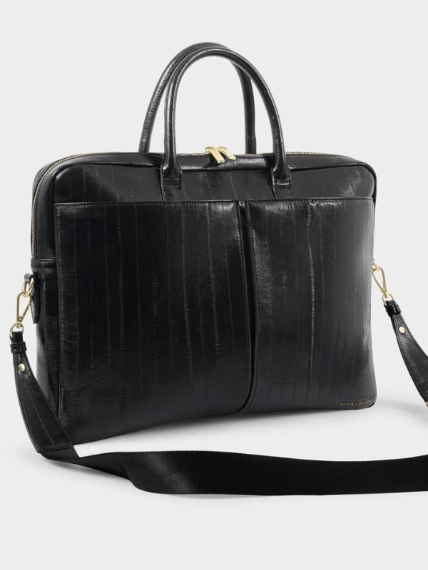 City Laptop Bag in Black Eel patent By Katie Loxton