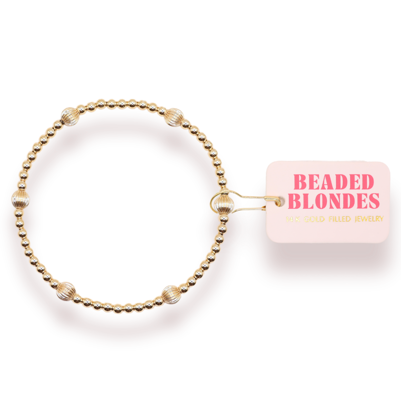 Claire Fluted Gold Bracelet By Beaded Blonde mixed beads