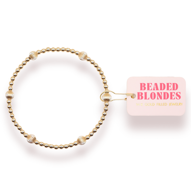 Claire Fluted Gold Bracelet By Beaded Blonde mixed beads