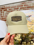 khaki hat with camo shield patch 