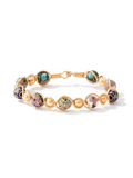 Gold wire bracelet with colorful stones 