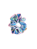pink, blue green sea pattern hair scrunchie