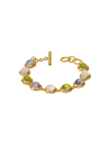 gold Cobblestone Tennis Bracelet in Multi-Stone Cat's Eye By Julie Vos