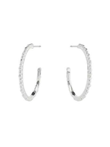 beaded silver hoops