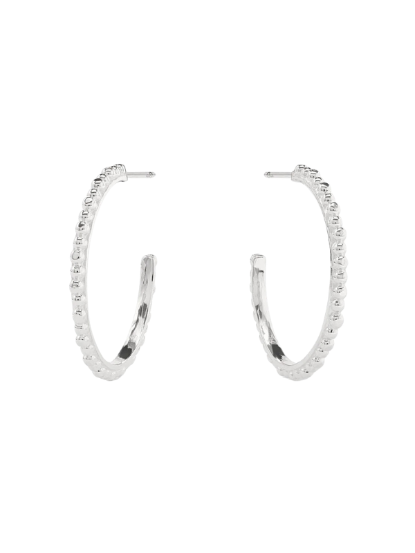 beaded silver hoops