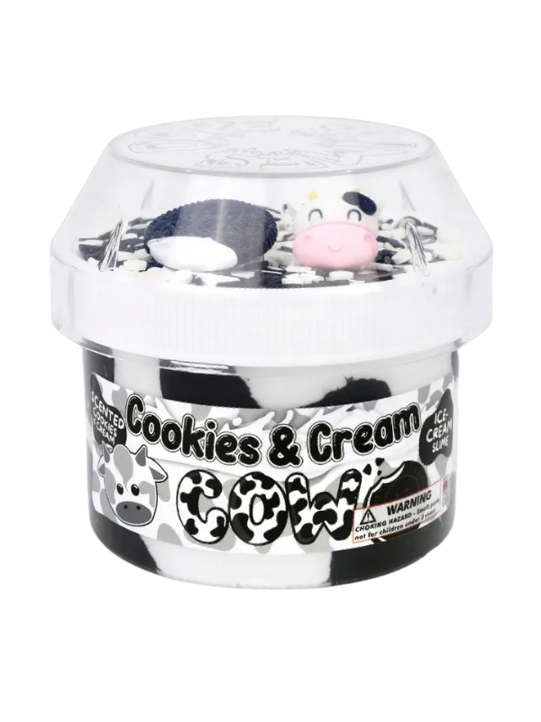 Cookies & Cream Cow Ice Cream textured slime with charms 