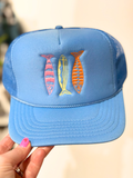 Cool Blue Sardine Trucker Hat colorful fish
