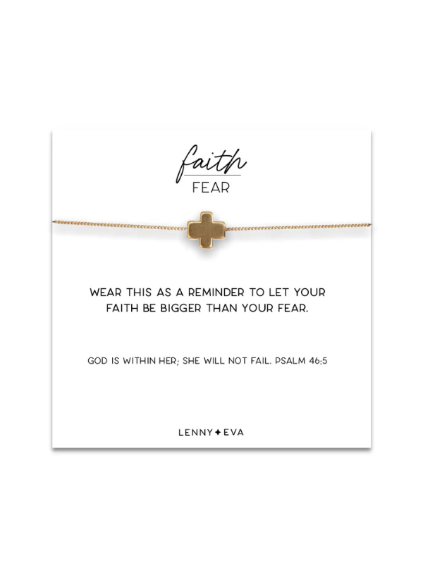 Faith Over Fear Gold Cross Necklace