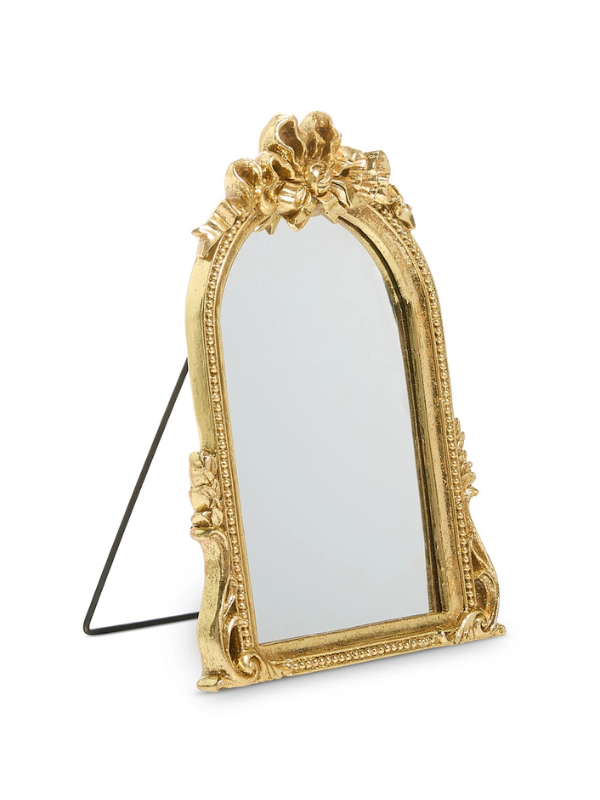 9" Gold Bow Table Top Mirror