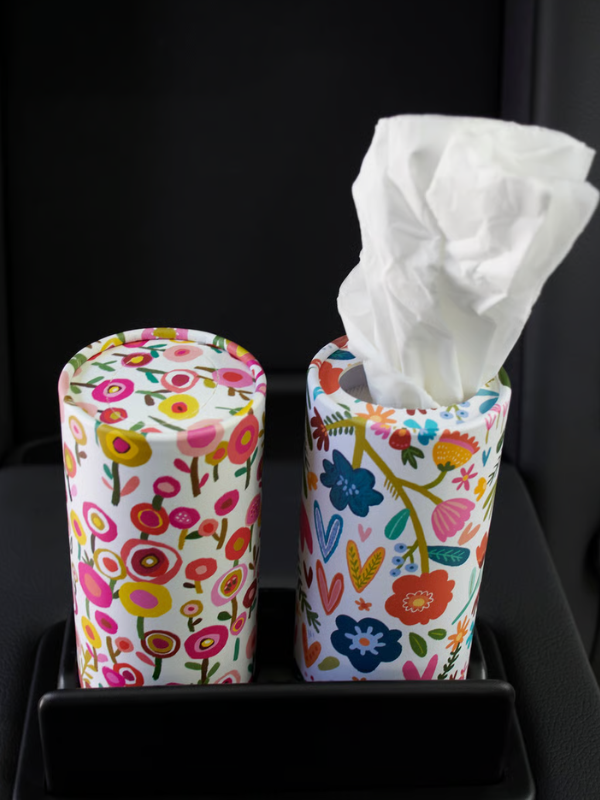 White Floral Tissue Box
