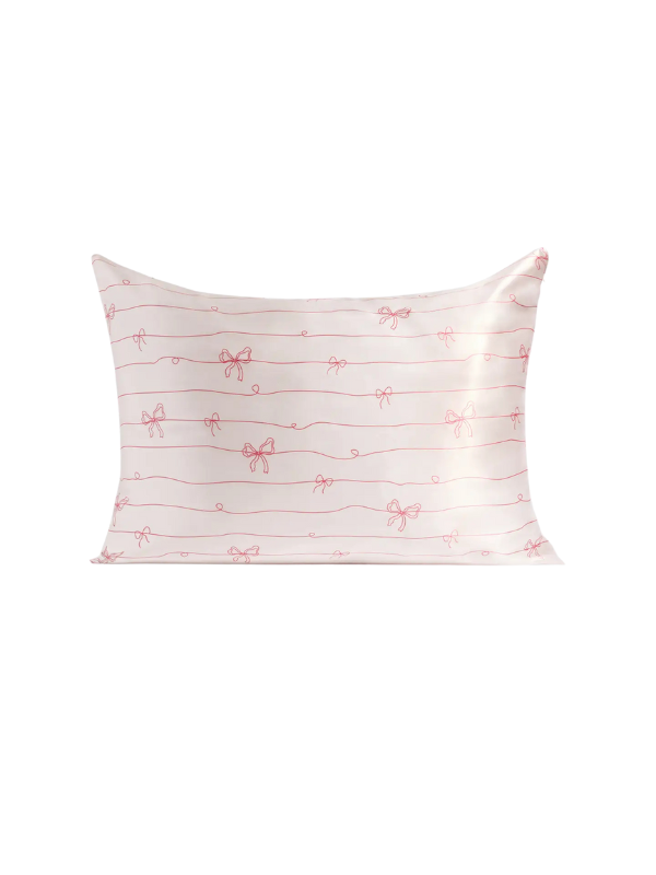 Striped Bows Standard Satin Pillowcase by Kitsch