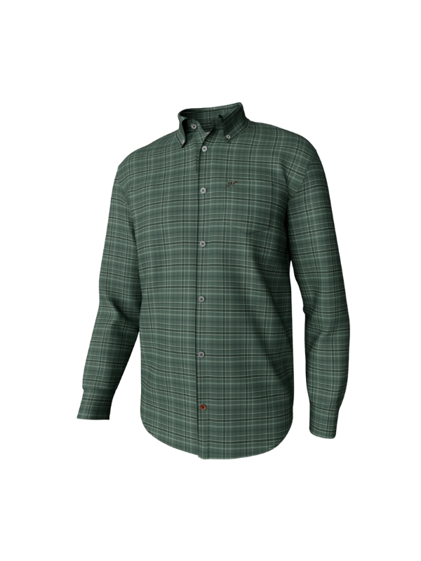 Hadley Luxe Long Sleeve Button Down in Horton Plaid - Green