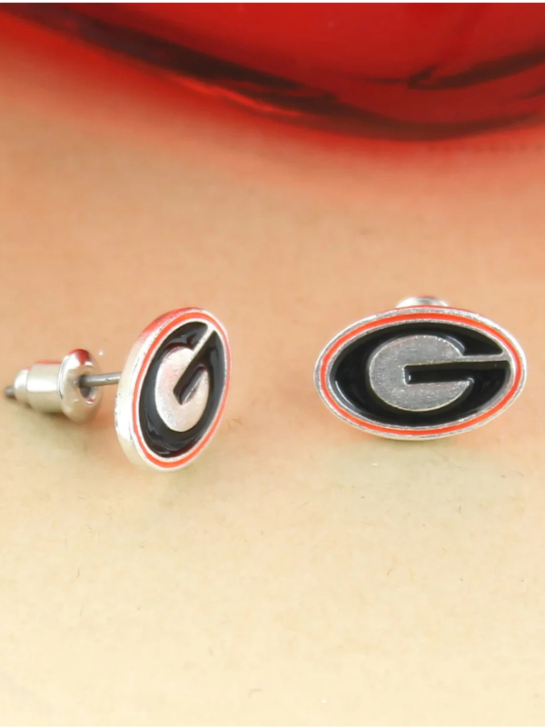Georgia Enamel Logo Stud Earrings