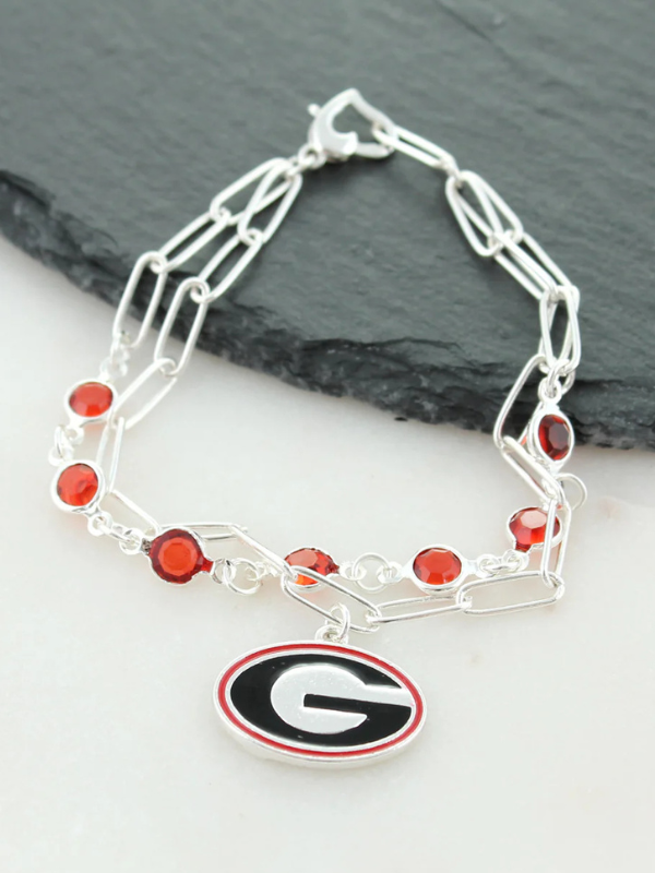 Georgia Enamel Logo Paperclip Chain Bracelet