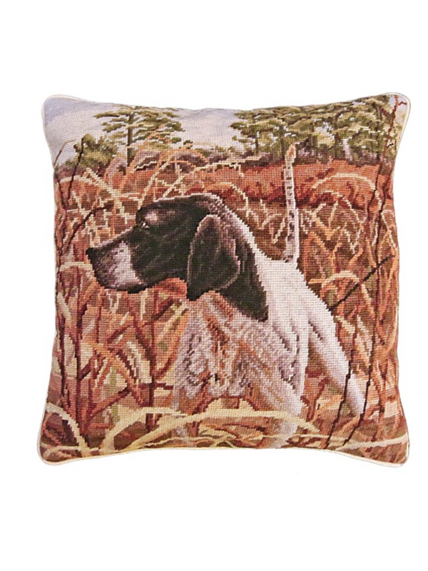 Bird Dog Needlepoint Pillow