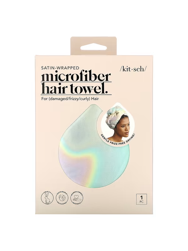 Satin Wrapped Microfiber Hair Towel in Aura by Kitsch