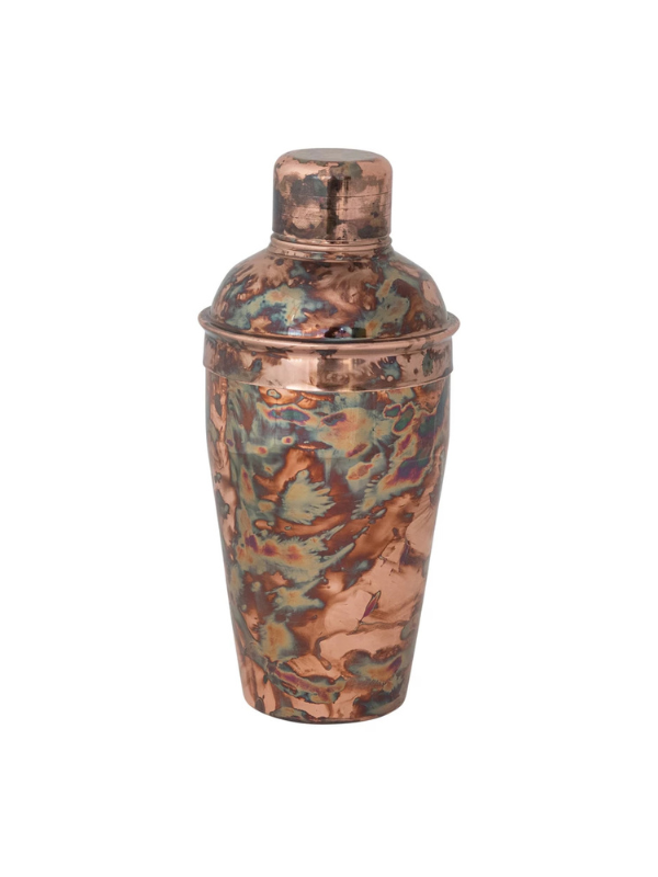 Stainless Steel Cocktail Shaker with Oxidized Copper Finish
