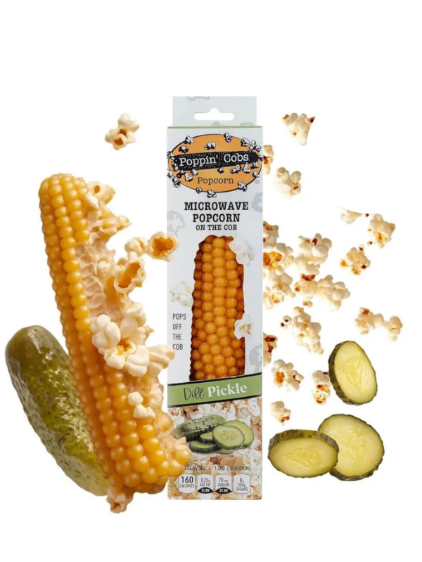 Poppin' Cobs Microwave Popcorn with Dill Pickle Seasoning