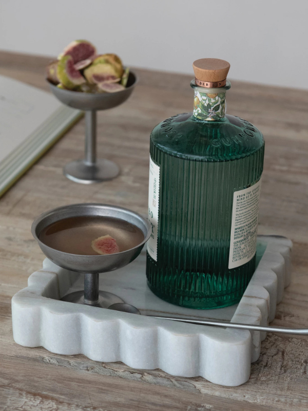 Marble Scalloped Tray in Grey Melange