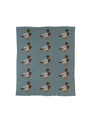 blue and brown mallard duck baby blanket