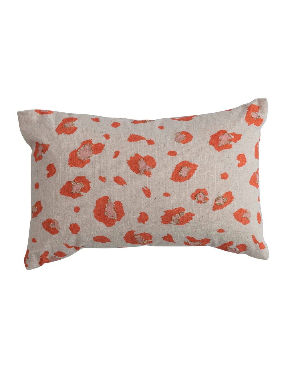 Decorative pillow with orange and pink animal pattern 