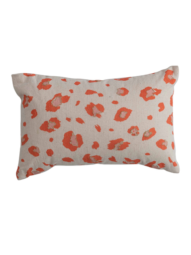 Decorative pillow with orange and pink animal pattern 