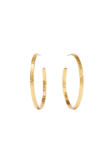 gold hammered large hoops