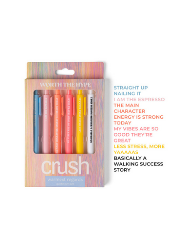 colorful pen set with messages