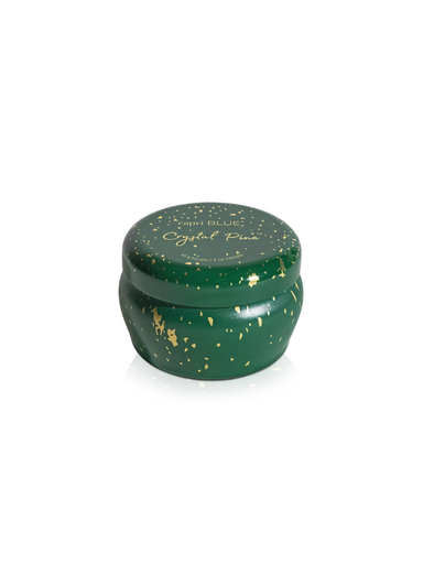 emerald green and gold Crystal Pine Glimmer Mini Tin Candle