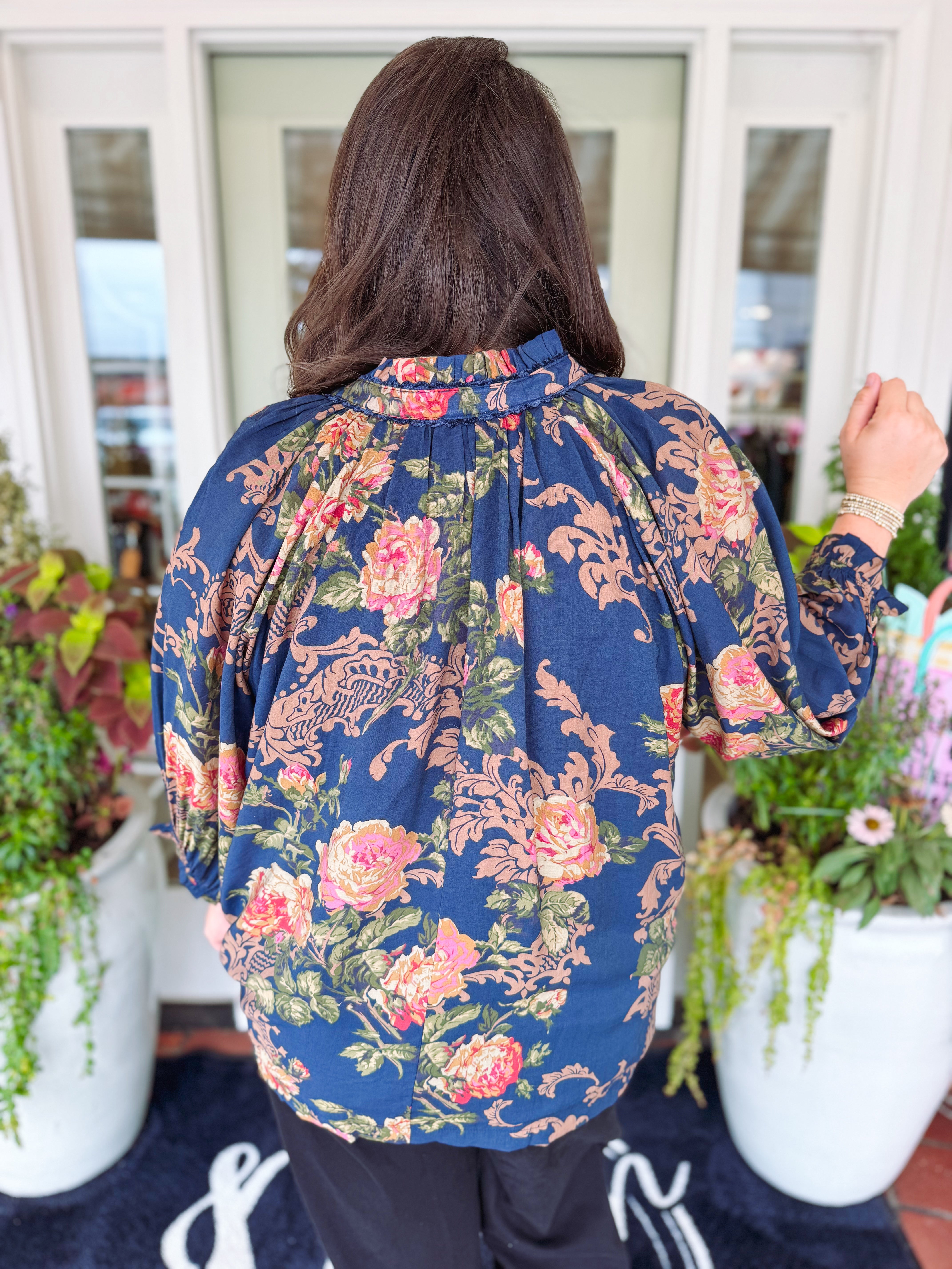 The Chele Floral Ruffle Top (XL-2X)