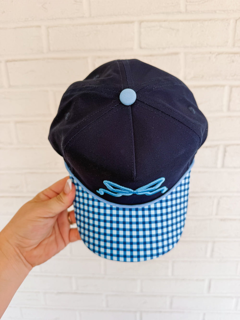 Blue Gingham Bow Hat