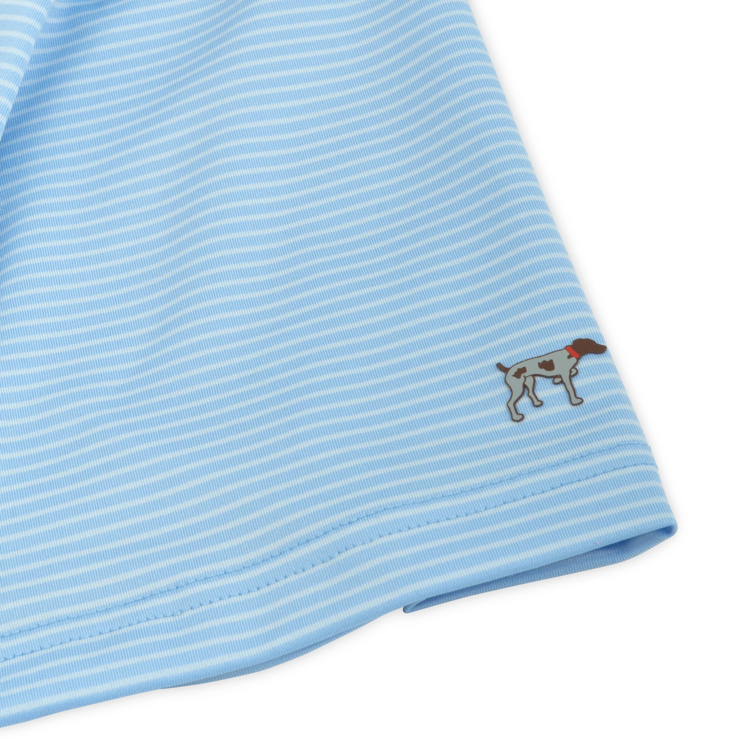 Dune Stripe Polo in Powder Blue & River Blue Polo by Southern Point Co.