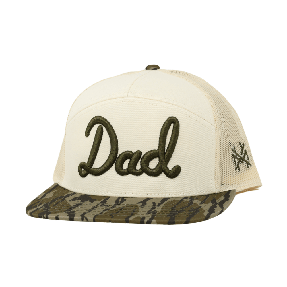 cream and camo 7 panel DAD hat 
