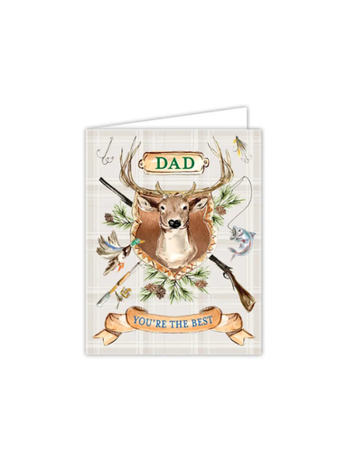 Greeting card with deer head and text 'Dad, you're the best' 