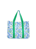 blue and green daisy tote bag