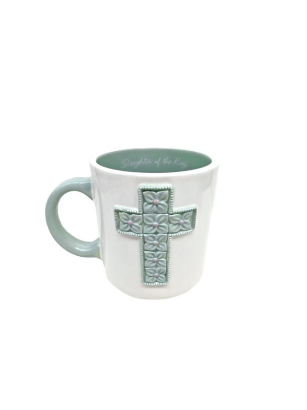 green cross on a white mug