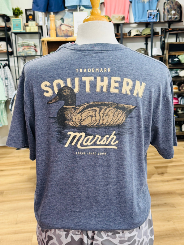 Decoy In Position -SEAWASH Vintage Duck Tee in Washed Navy by Southern Marsh co