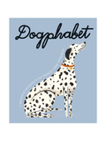 Dogphabet book cover with a Dalmatian dog illustration on a light blue background