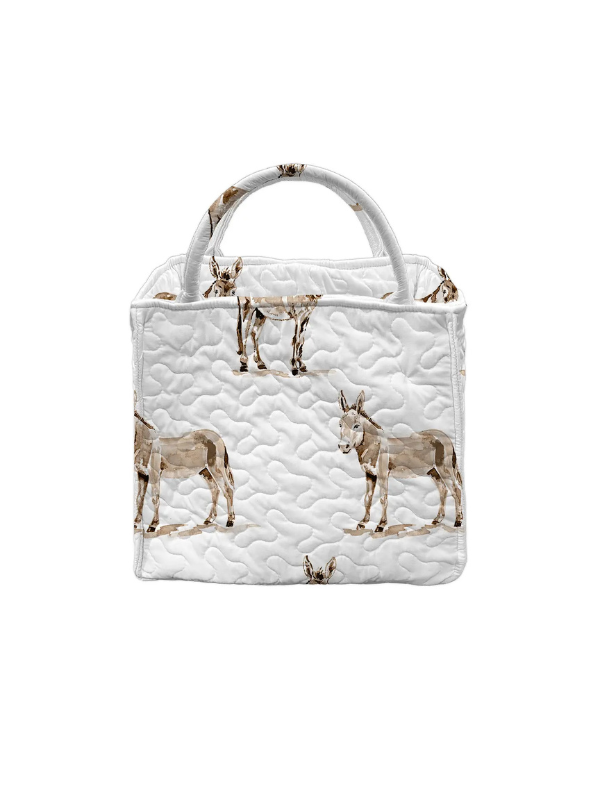 Quilted handbag with donkey pattern