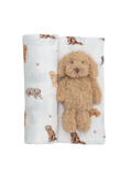 doodle rattle with doodle swaddle blanket