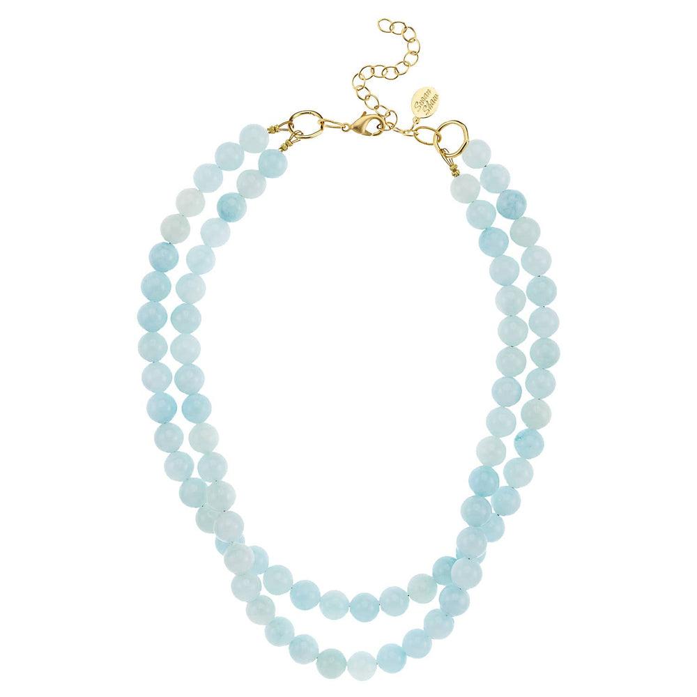 Double Strand Light Blue Jade Necklace