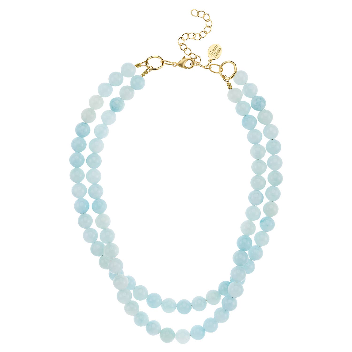 Double Strand Light Blue Jade Necklace