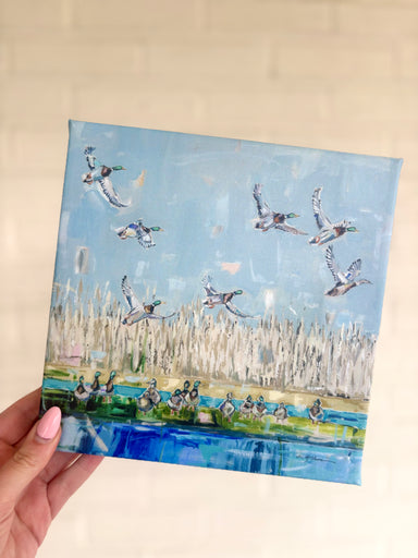 Duck Season Flight hunting 8x8 canvas artwork decor outdoors
