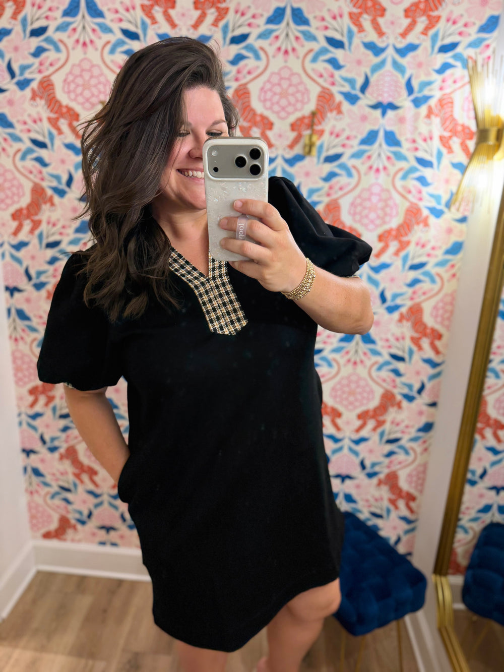 The Jess Gingham Trim Mini Dress (XL-2X)