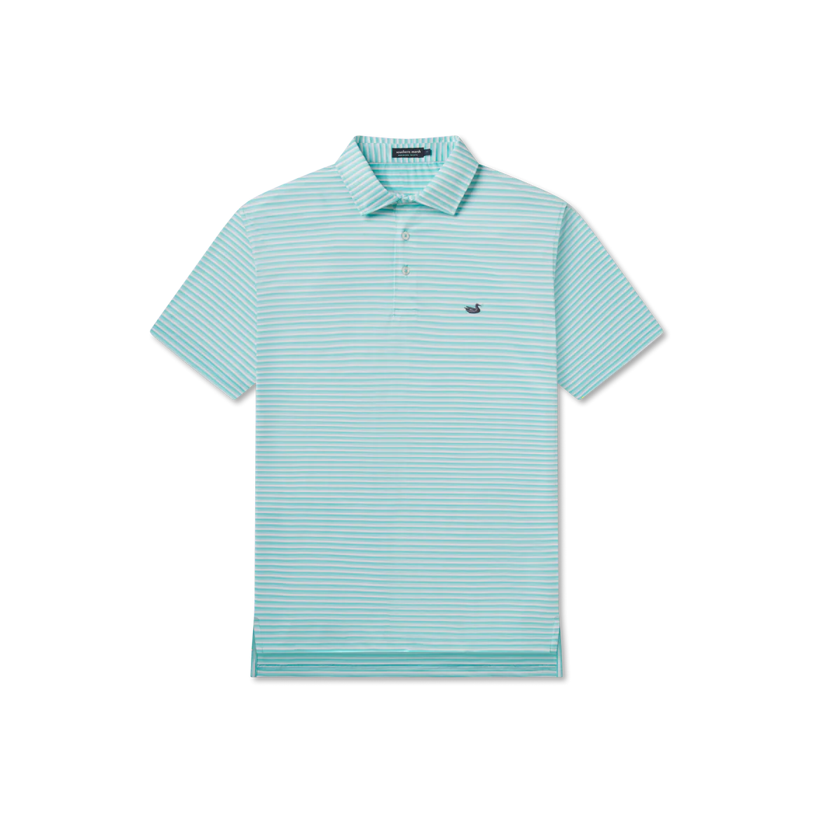 Bermuda Domingo Stripe Performance Polo in Antigua Blue by Southern Marsh