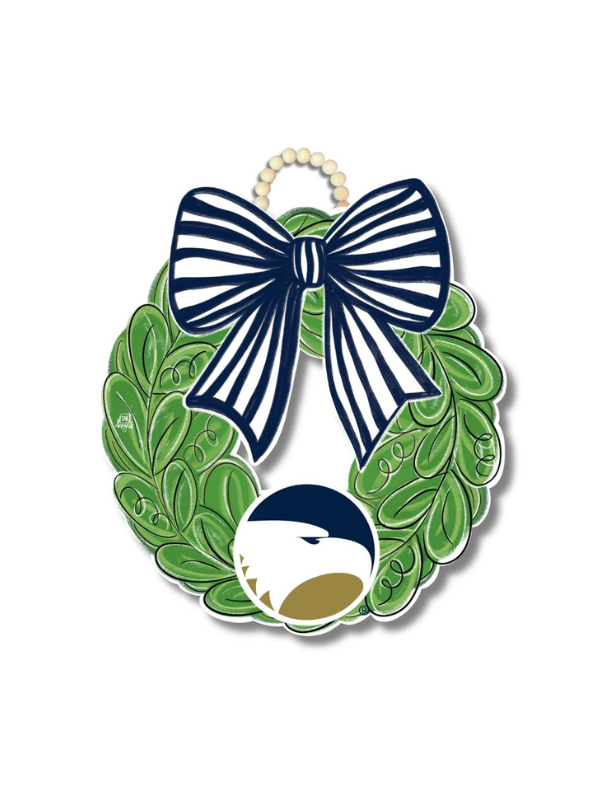 stripe bow wreath  with eagle on the bottom door hanger