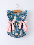 Baby girl romper with florals and bunnies