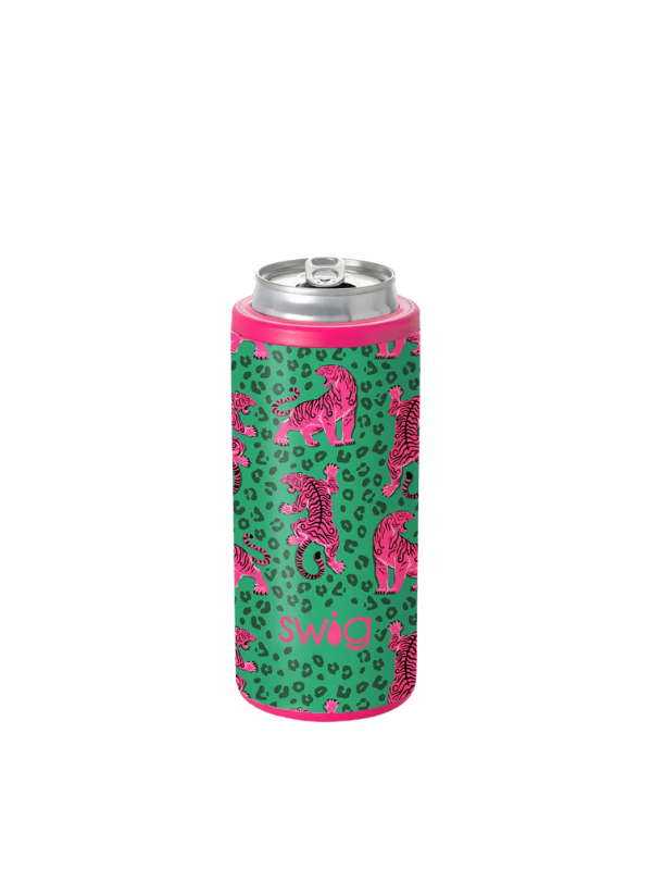 Easy Tiger 12oz Skinny Can Cooler by Swig Life chic animal print cheetah chic